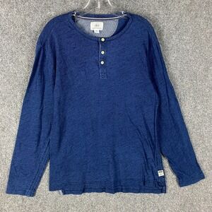 Surf Side Supply Henley Shirt Men's Large Blue 100% Cotton Causal‎ L